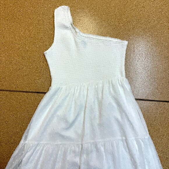 Zattcas L White Swiss Dot One Shoulder Maxi Dress - Picture 6 of 7